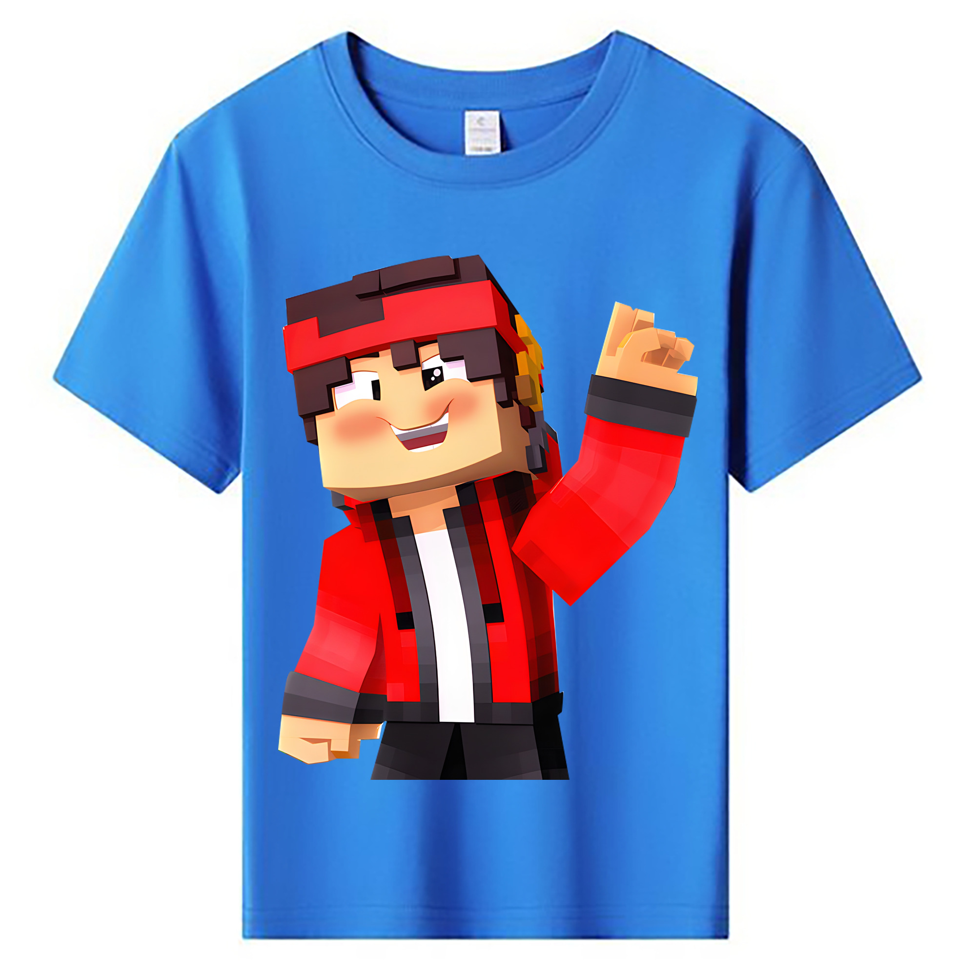 （画像用） マインクラフト ブロックの世界 Minecraft MC Block world 綿100％キッズTシャツ（フロントプリント）